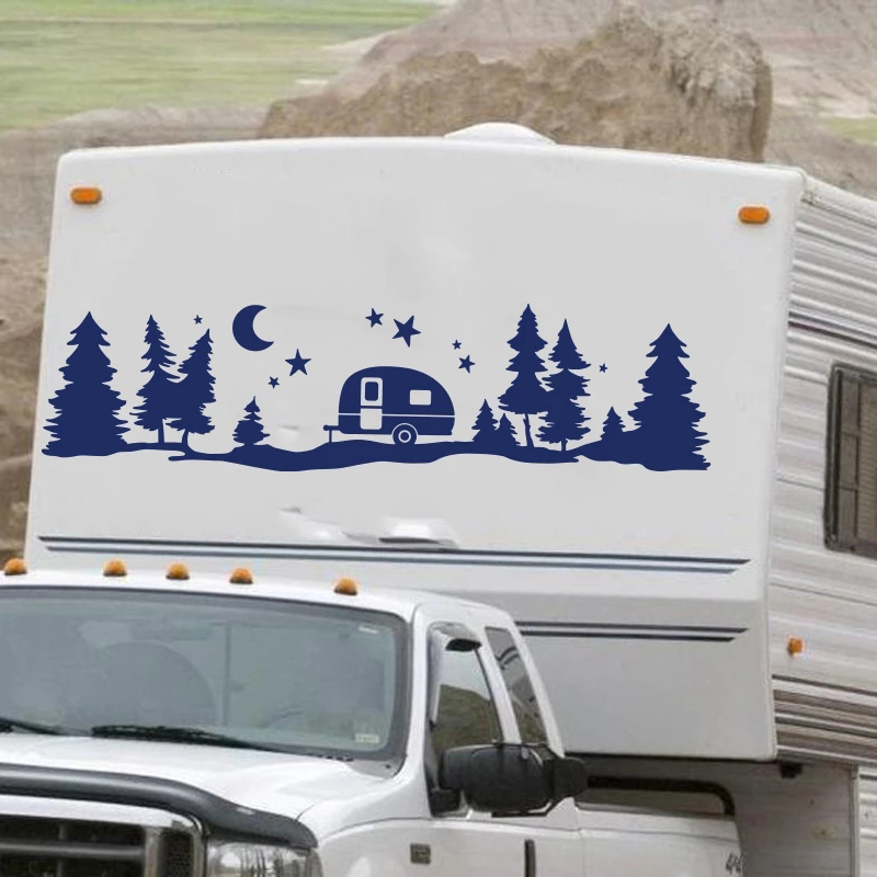 Outdoor Adventure Rv - Stiker mobil vinil hutan bintang besar,
