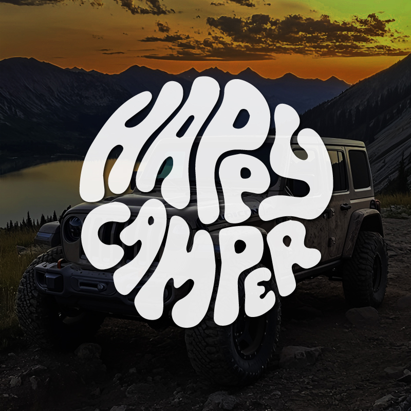 Outdoor Adventure Rv - Stiker Vinil Happy Camper Boho Tema