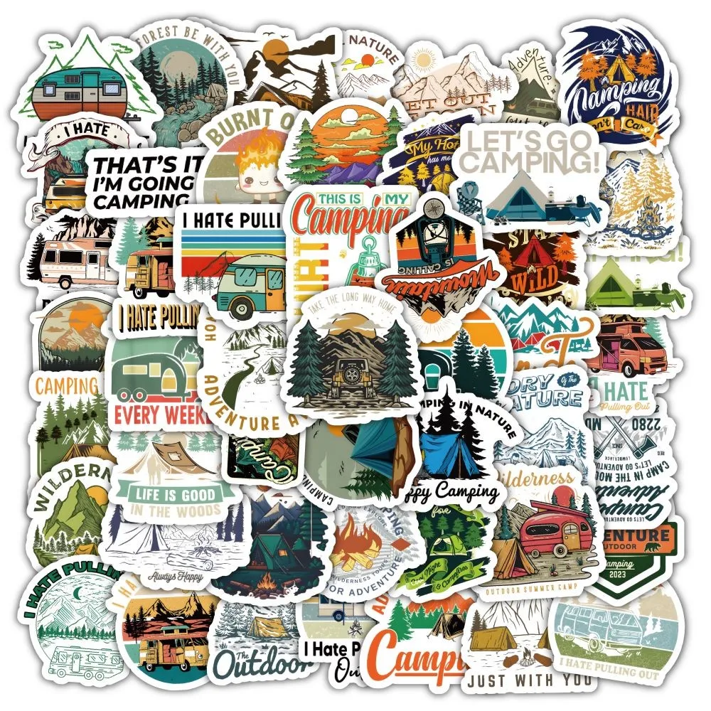 Outdoor Adventure Store - 60 Buah Set Stiker Gaya Berkemah