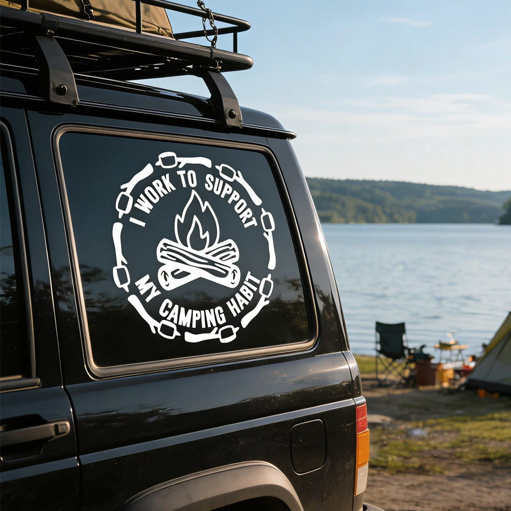 Stiker Mobil Kutipan Camping L - Outdoor Adventure Quotes ulasan dan harga