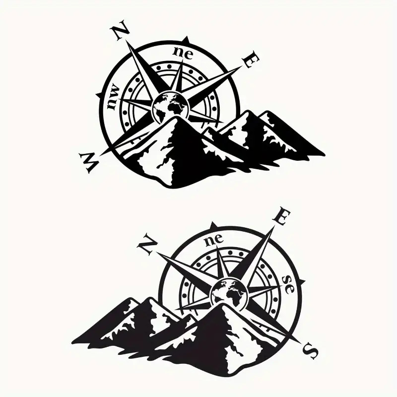2Pcs Stiker Vinyl Kompas Gunun - Outdoor Adventure Rv ulasan dan harga