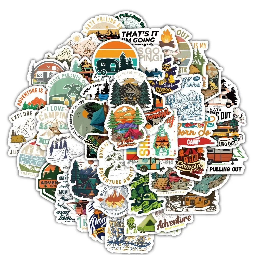 60 Buah Set Stiker Gaya Berkem - Outdoor Adventure Store ulasan dan harga