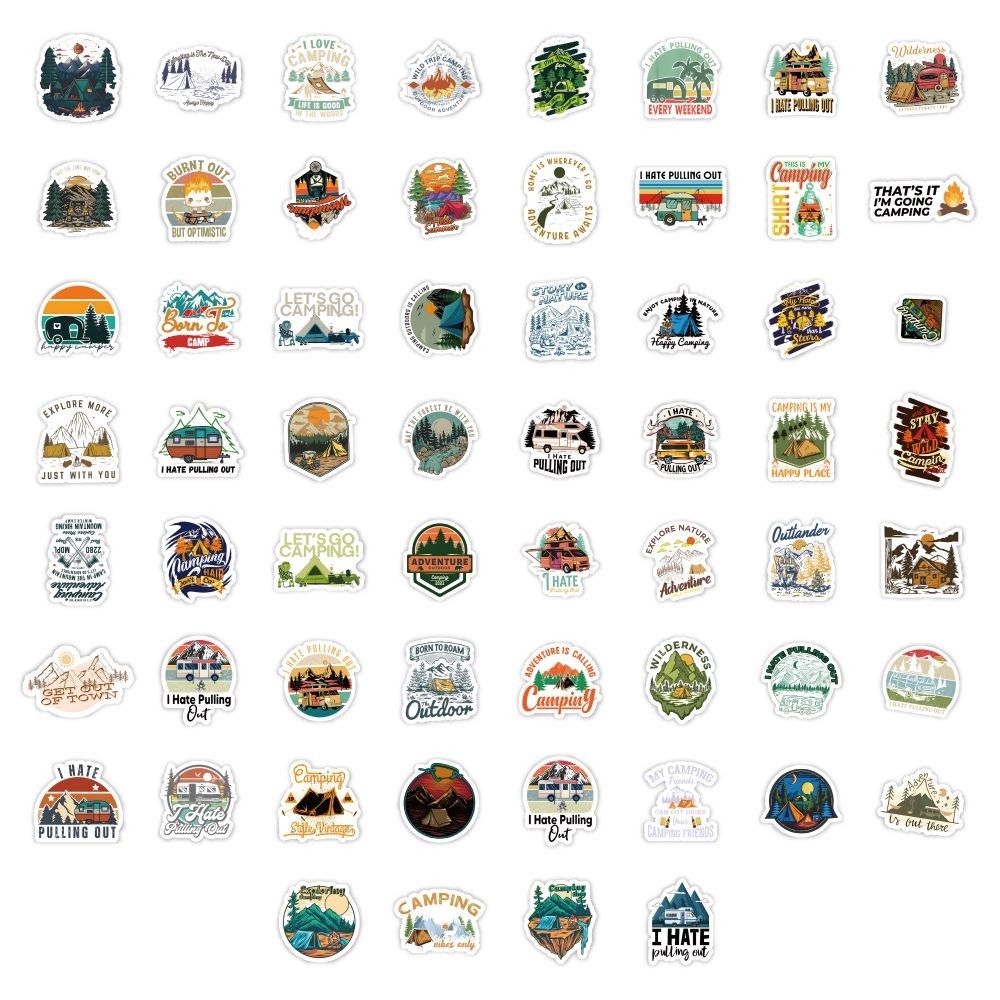 60 Buah Set Stiker Gaya Berkem - Outdoor Adventure Store ulasan dan harga